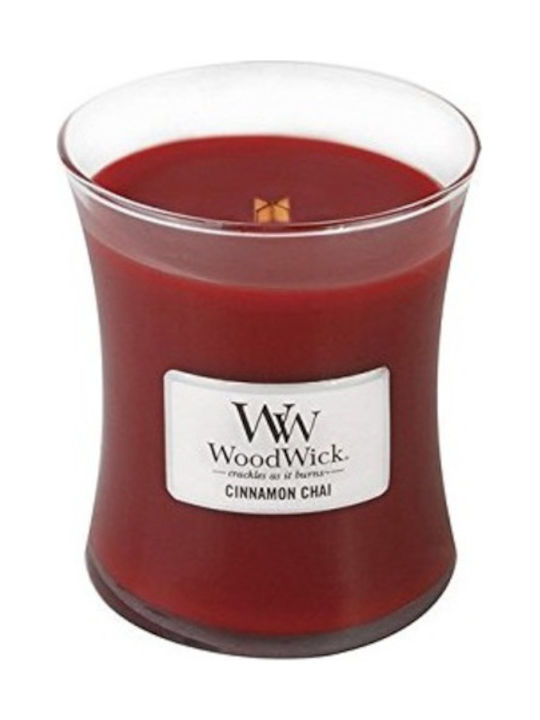 WoodWick Scented Candle Jar with Scent Cinnamon Chai Burgundy 275gr 1pcs