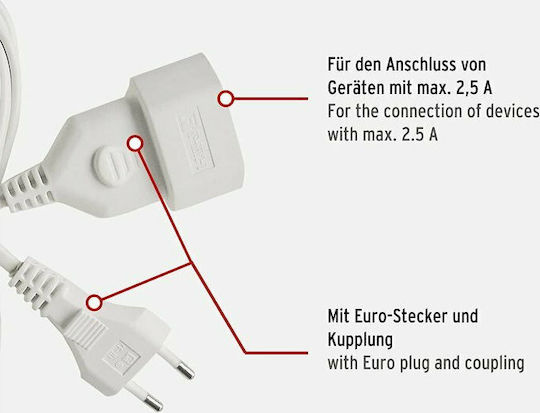 Brennenstuhl Extension Cable Cord 2 x 0.75mm²/3m White