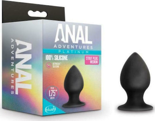 Blush Anal Adventures Platinum Silicone Stout Plug Anal Plug Medium Medium Black