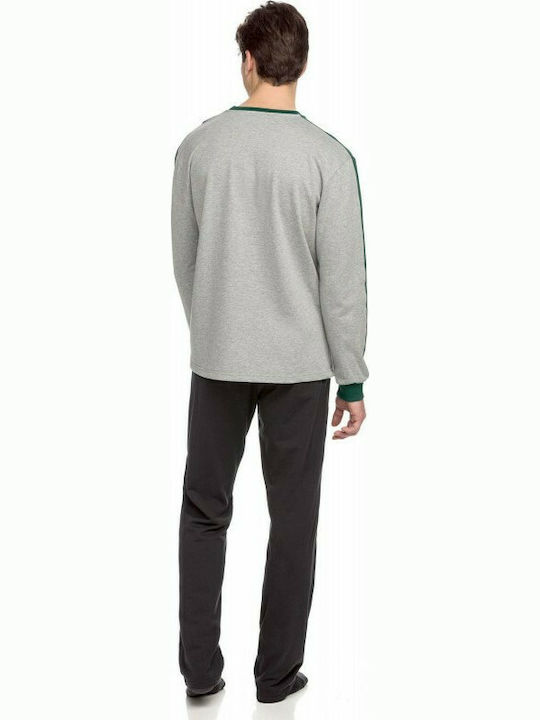 Vamp Men's Winter Cotton Pajamas Set Grey / Green