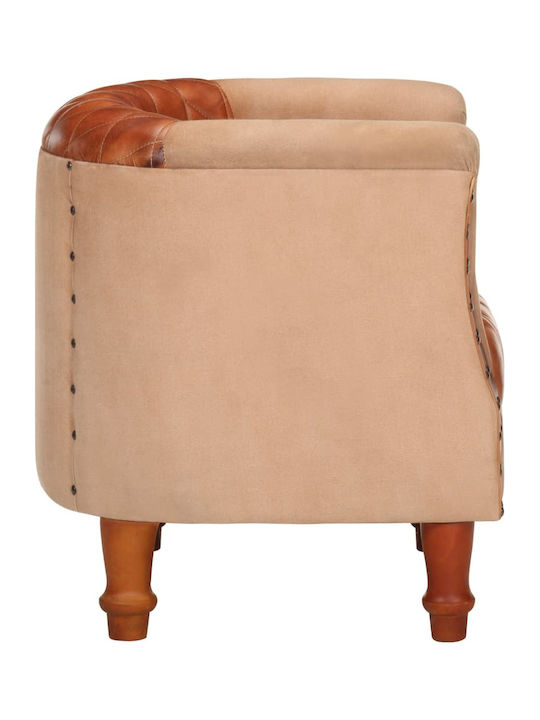 Armchair from Genuine Leather Coffee 60x57x64cm