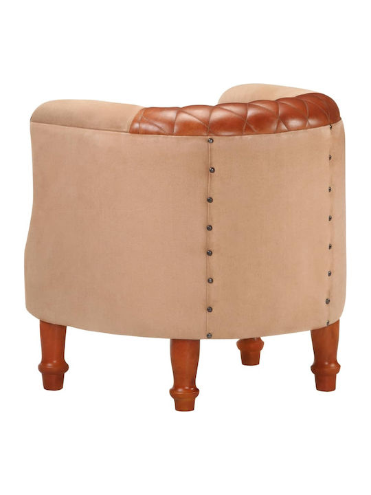 Armchair from Genuine Leather Coffee 60x57x64cm
