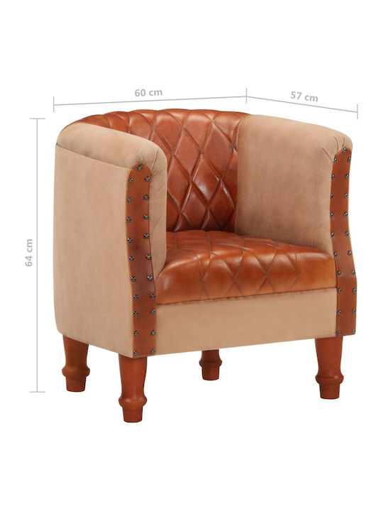 Armchair from Genuine Leather Coffee 60x57x64cm