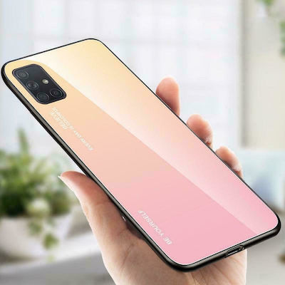 Hurtel Gradient Glass Plastic Back Cover Pink (Galaxy A71)