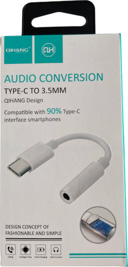 QIHANG M30 Converter USB-C Male to 3.5mm Female White 1 Piece