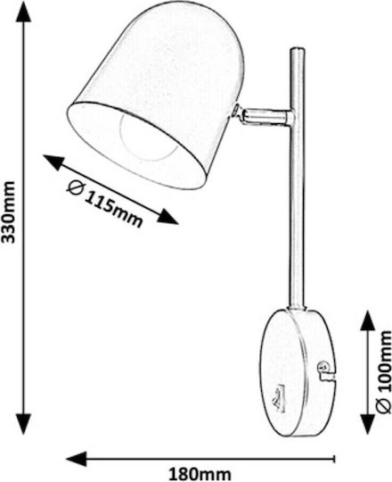 Rabalux Egon Modern Lamp Wall with Socket E14 Black 33cm