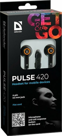 Defender Pulse 420 In-ear Handsfree με Βύσμα 3.5mm Πορτοκαλί