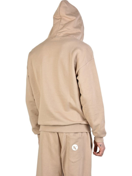 Xagon Man MDXAS1 Men's Sweatshirt with Hood and Pockets Beige