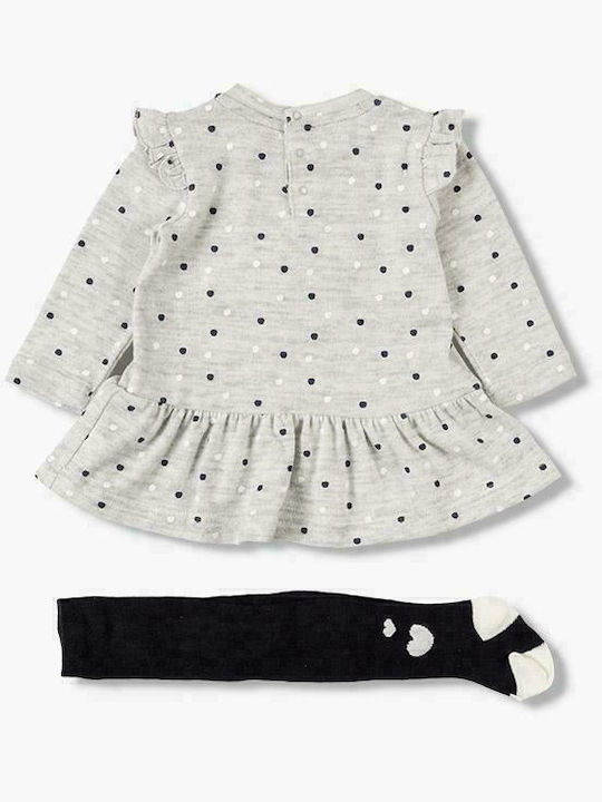 Losan Kids Dress Set with Tights Long Sleeve Gray