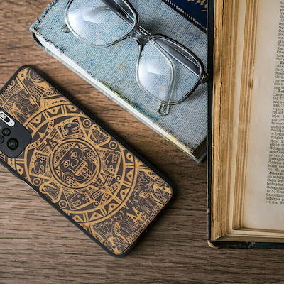 KWmobile Maya Calendar Art Wooden Back Cover Light Brown / Black (Redmi Note 10 Pro)