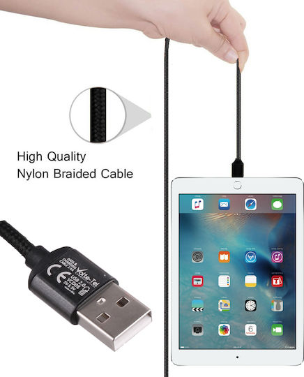 Volte-Tel Плетена USB-A към Lightning кабел Черен 1м (8228360)