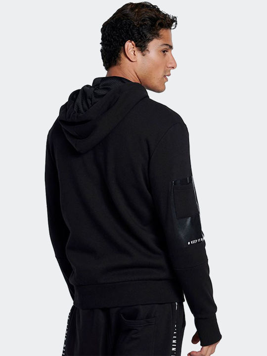 BodyTalk Men's Sweatshirt Jacket with Hood and Pockets Black