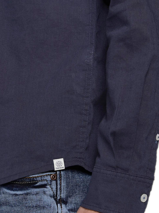 Long-sleeved Linen Shirt Navy Eclipse