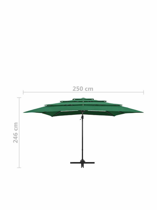Square Aluminum Garden & Terrace Parasol Green 2.5x2.5m