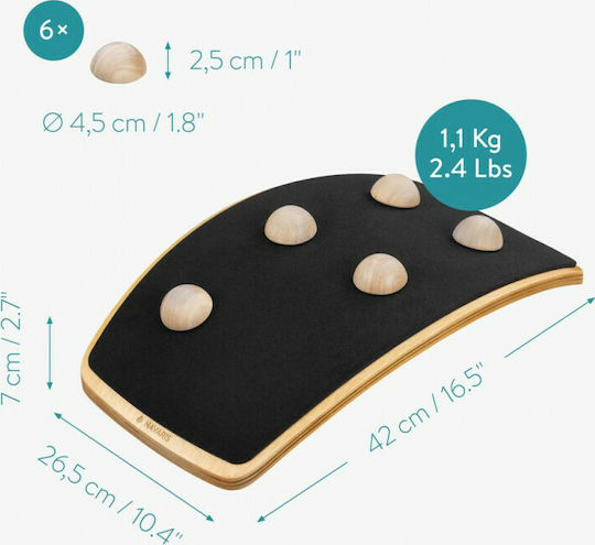 Navaris Balance Board Braun 45x26x7cm mit Durchmesser 4,5cm