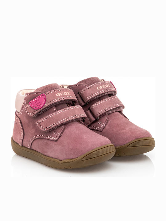 Geox Kinder-Sneaker Hoch Anatomisch mit Klettverschluss Rosa