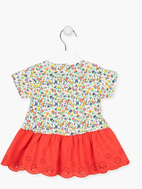 Losan Kids Dress Floral Short Sleeve Coral