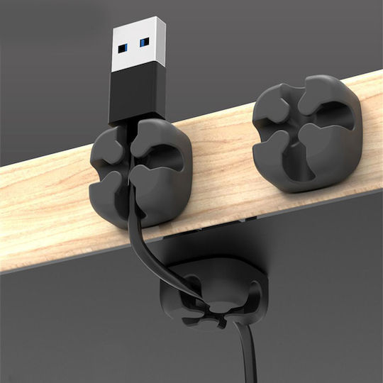 Powertech TIES-028 Clips Οργάνωσης Καλωδίων 5τμχ Μαύρο