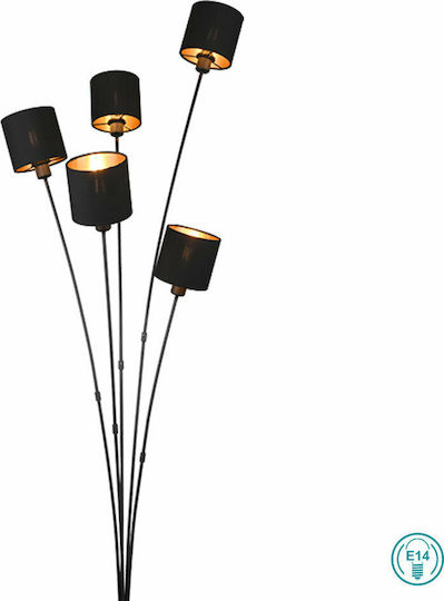 Trio Lighting Tommy Floor Lamp H163xW48cm. with Socket for Bulb E14 Black