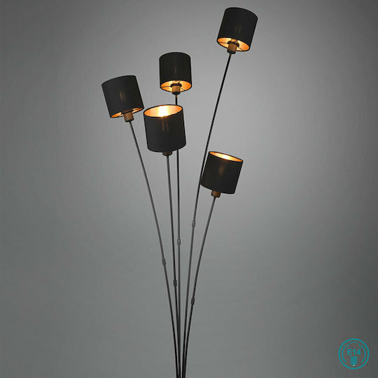 Trio Lighting Tommy Floor Lamp H163xW48cm. with Socket for Bulb E14 Black