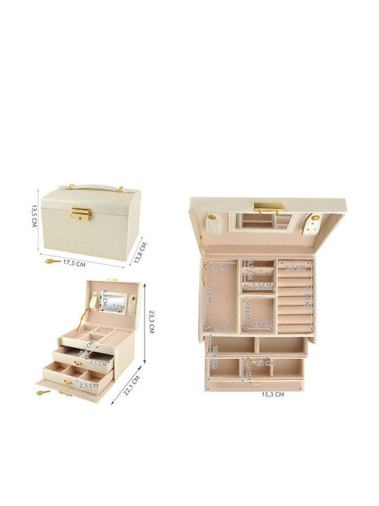 Cb cases Jewellery Box with Drawer & Mirror 17.5x13.8x17.5cm