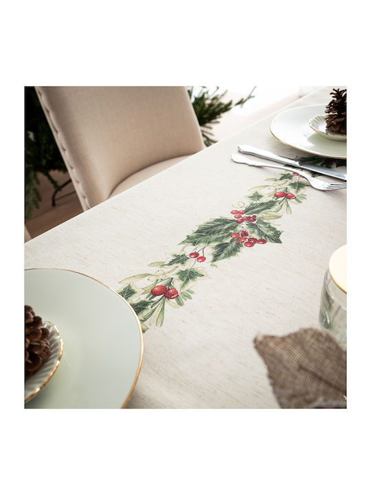 Gofis Home Christmas Tablecloth Fabric Beige L135xW135cm.