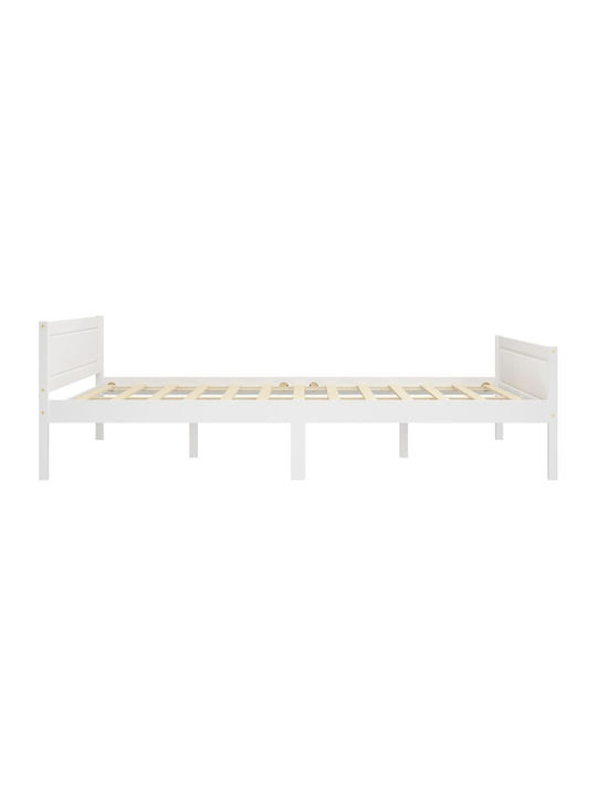 Bett Halb-Doppelbett aus Massivholz White mit Latten für Matratze 120x200cm