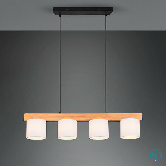 Trio Lighting Cameron Κρεμαστό Φωτιστικό Λευκό Ράγα για 4 Λαμπτήρες E14 75x150εκ.
