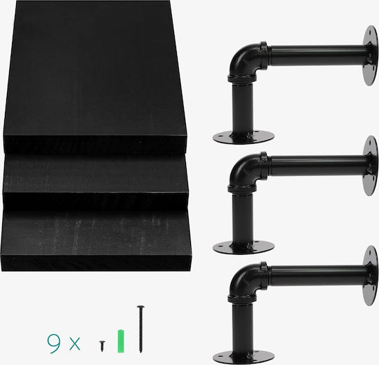 Black Wall Shelves (3 Pieces) 15x20x18cm