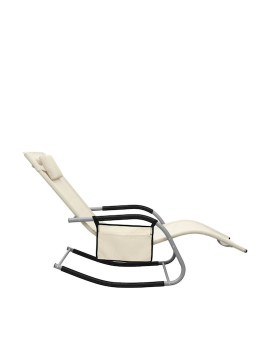 Liegestuhl Metallisch mit Textilene-Stoff Cream / Grey 149x62x88cm.