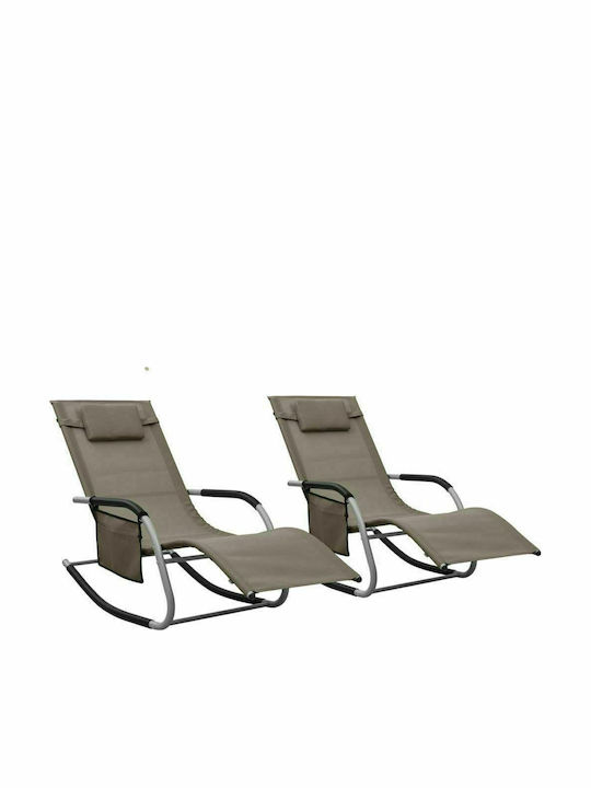 mit Textilene-Stoff Taupe / Γκρι 2Stück 149x62x88cm