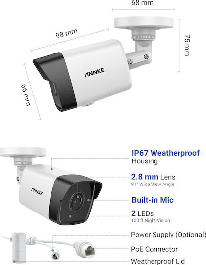 Annke I51DL01 IP Surveillance Camera Full HD+ 5MP Waterproof with Microphone and Lens 2.8mm