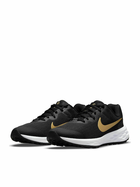 Revolution Revolution 6 Kids Sports Shoes Running with Laces Black / Metallic Gold / White