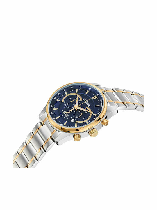 Citizen Ανδρικό Ρολόι 42mm Χρονογράφος Μπαταρίας με Ασημί Μεταλλικό Μπρασελέ
