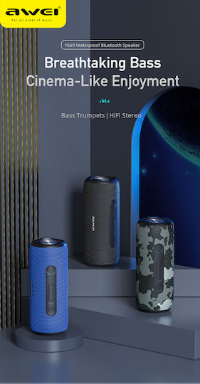 Awei Y669 Αδιάβροχο Ηχείο Bluetooth 30W με Διάρκεια Μπαταρίας έως 12 ώρες Μπλε