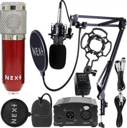 Next Phantom Power Kit Σετ Πυκνωτικό Μικρόφωνο Shock Mounted για Φωνητικά σε Κόκκινο Χρώμα