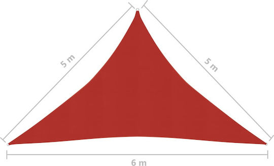 vidaXL Triangle Shade Sail Red With Hoop 5x6x5m 160gr/m² made of HDPE 160 g/m²