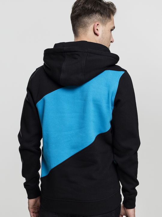 Urban Classics Men's Sweatshirt with Hood & Pockets Βlack / Turquoise / White