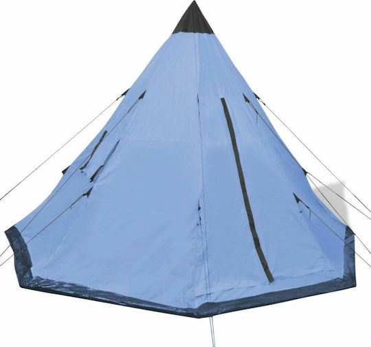 vidaXL Summer Camping Tent Teepee Blue with Double Cloth for 4 People 365x365x250cm