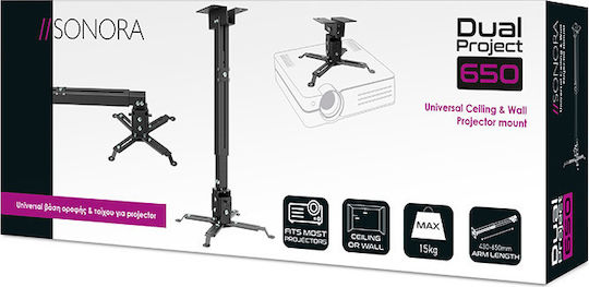 Sonora Projektorhalterung Decke Dual Project 650 Mount mit maximaler Belastung von 15kg Schwarz