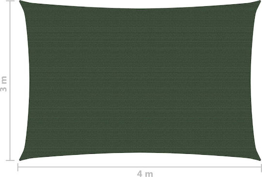 vidaXL Rectangular Shade Sail Green With Hoop 3x4m 160gr/m² made of HDPE