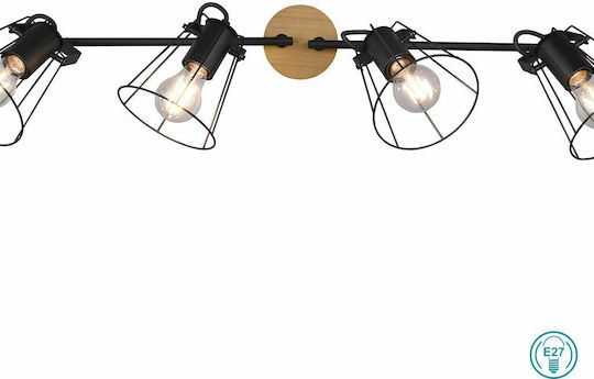 Trio Lighting Jaipur Spot with 4 Lights and with Socket E27 in Black Color Trio Lighting Jaipur Spot with 4 Lights and with Socket E27 in Black Color