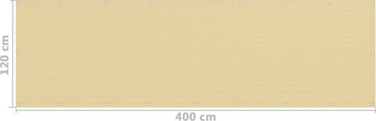 vidaXL Divider De Verandă Rectangular Bej În Rulou Cu Cerc 1.2x4m Fabricat Din HDPE