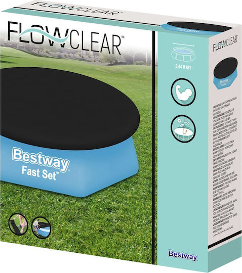 vidaXL Flowclear Προστατευτικό Κάλυμμα Πισίνας Στρογγυλό Διαμέτρου 240εκ. Μαύρο