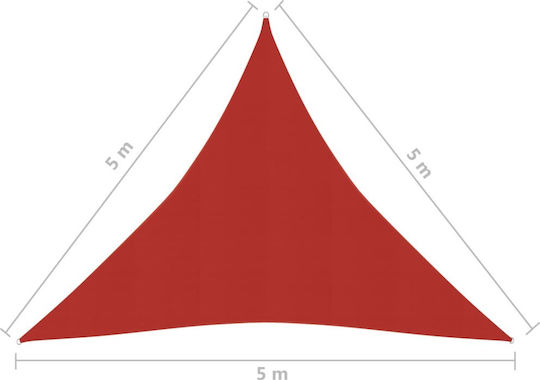vidaXL Red Shade Sail Triangle with Hoop 5m made of HDPE 160 g/m²
