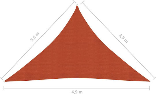 vidaXL Триъгълник Shade Sail Оранжев С парчета 3.5x3.5x4.9m 160гр/кв.м изработен от HDPE 160 g/m²