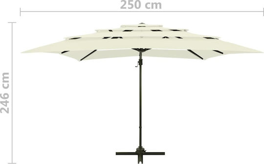 Professioneller Quadratischer Aluminium-Sonnenschirm Sand 2,5x2,5m
