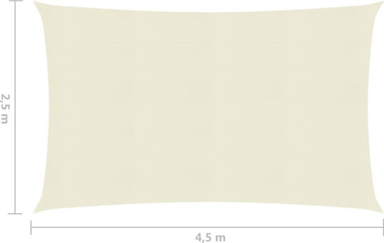 vidaXL Rectangular Shade Sail Beige With Hoop 2.5x4.5m 160gr/m² made of HDPE 160 g/m²
