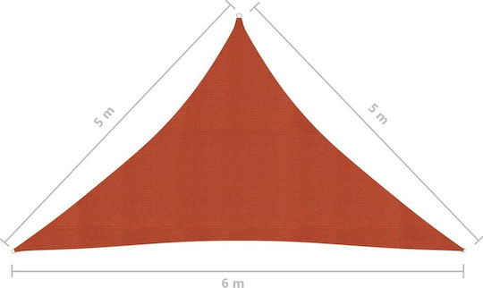 vidaXL Triangle Shade Sail Orange With Hoop 5x5m 160gr/m² made of HDPE 160 g/m²