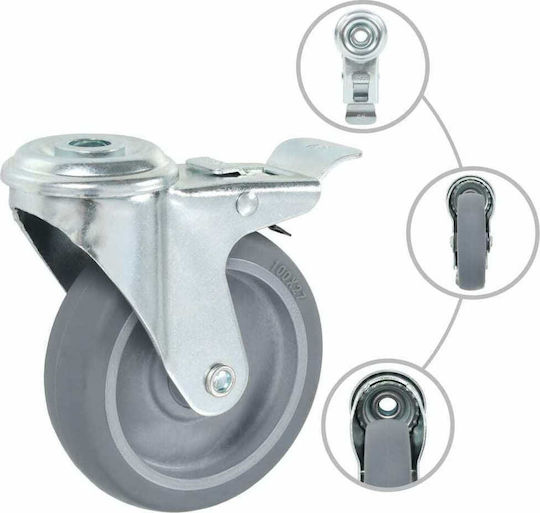 vidaXL 143427 Roți Rotative Din Cauciuc Cu Frână 4 Bucăți 100mm